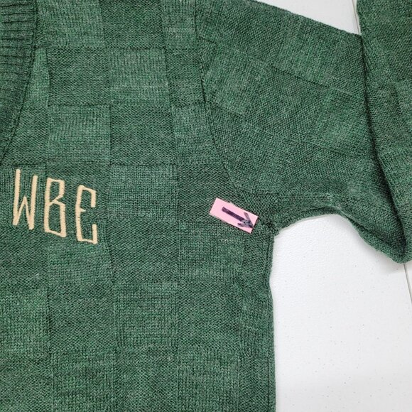 VTG Jay Sport Mens V-Neck Golf Sweater Basket Weave Size XL Green Embroidered - Picture 10 of 13